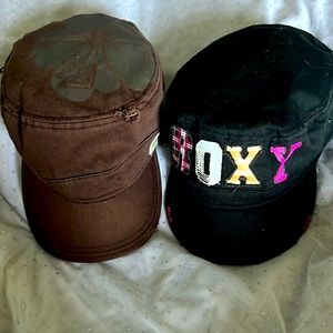 2 for 1, Rare,Roxy Brand Hats 1-Black & Multi Colored,1-Brown & Cream,W/Pockets